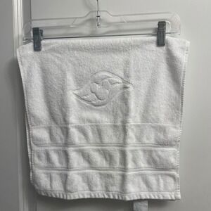 Disney Cruise Line Frette White Cotton Hand Towel Embossed Mickey Logo Exclusive